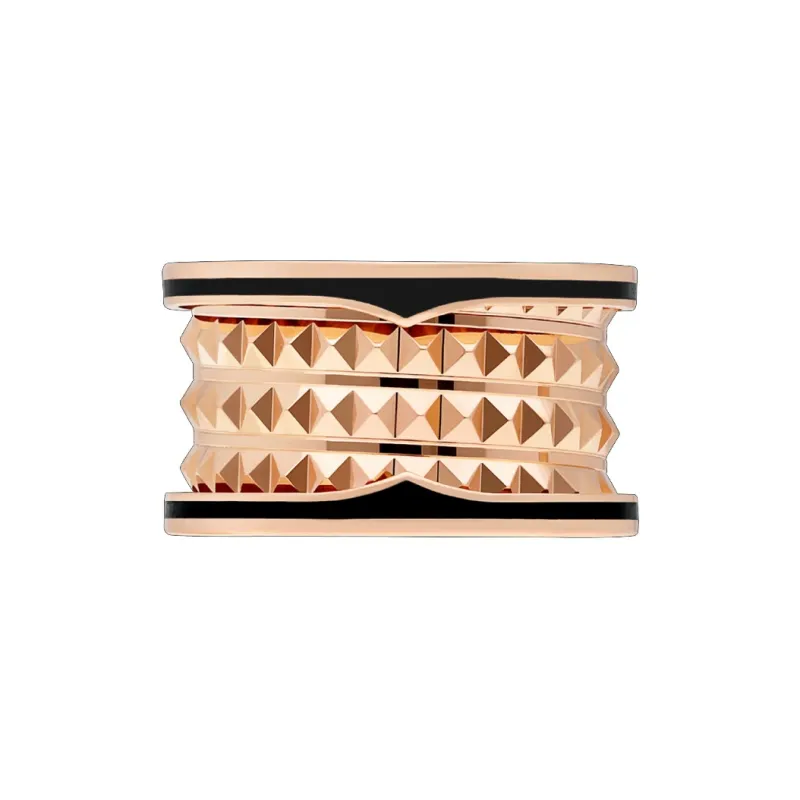 BVLGARI 18K Rose Gold Ceramic Rings Women's-2