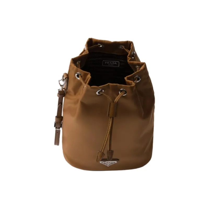 PRADA Re Nylon Fabric Bucket Bag Handbag Trumpets Women's Brandy Brown-3