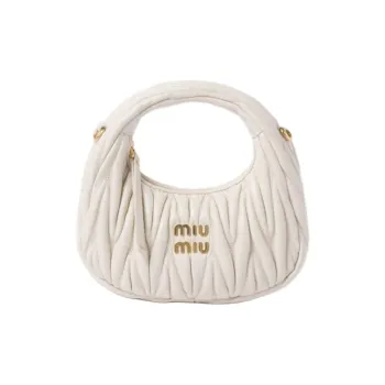 MIU MIU Wander Series Sheepskin One Shoulder Handbag Mini Women's White