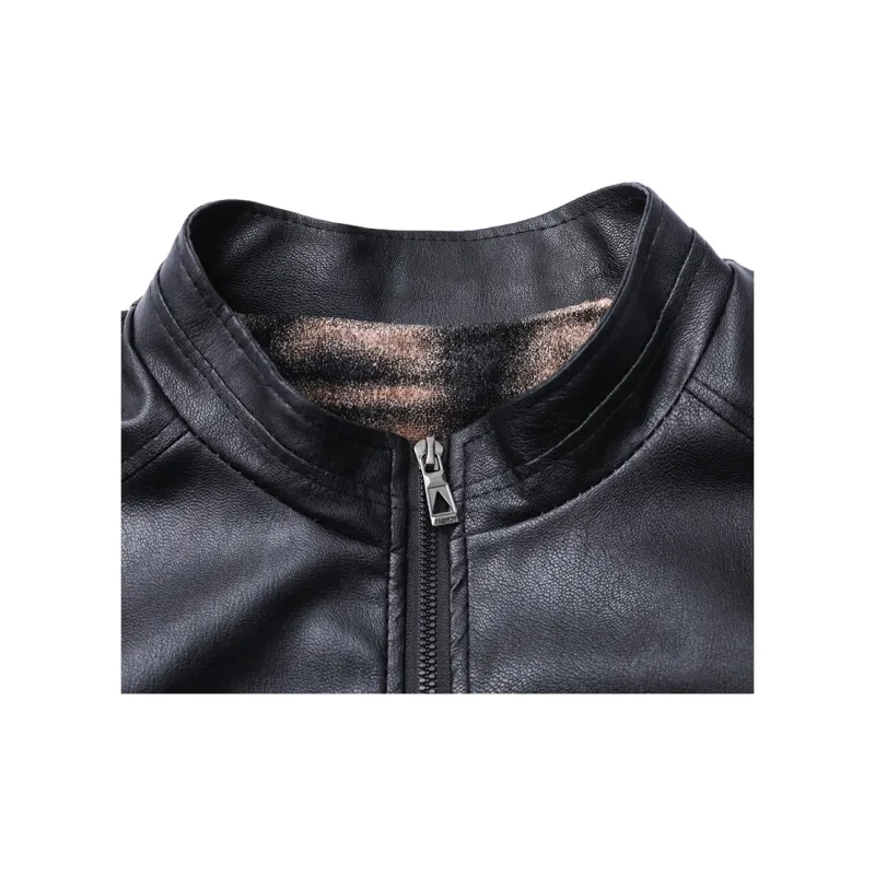 Fashion Leather Jacket Men's Classic Black-2