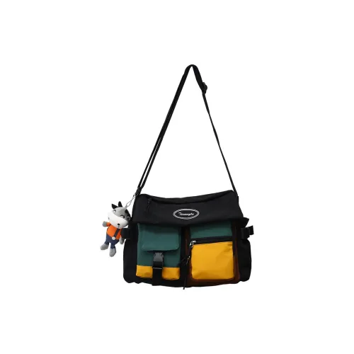 Travel Nylon Crossbody Bag Regular Unisex Black/White
