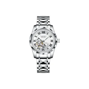 GUANQIN Automatic Mechanical Movement Tungsten Steel Strap Watch Unisex White Dial