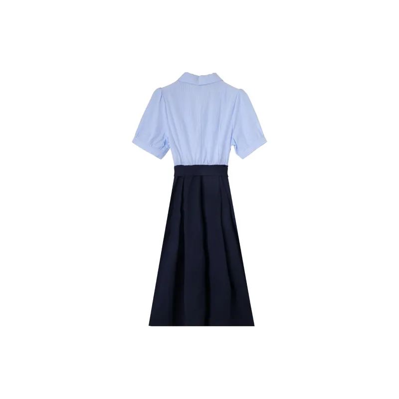 NAWAIN Short Sleeved Dresses Women's Blue Black-1