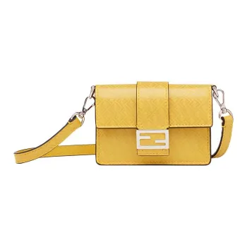 FENDI Baguette Cow Leather Baguette Bag Shoulder Bag Crossbody Bag Mini Men's Yellow