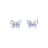 Crystal Butterfly Shadow Stud Earrings White Blue (Zircon)