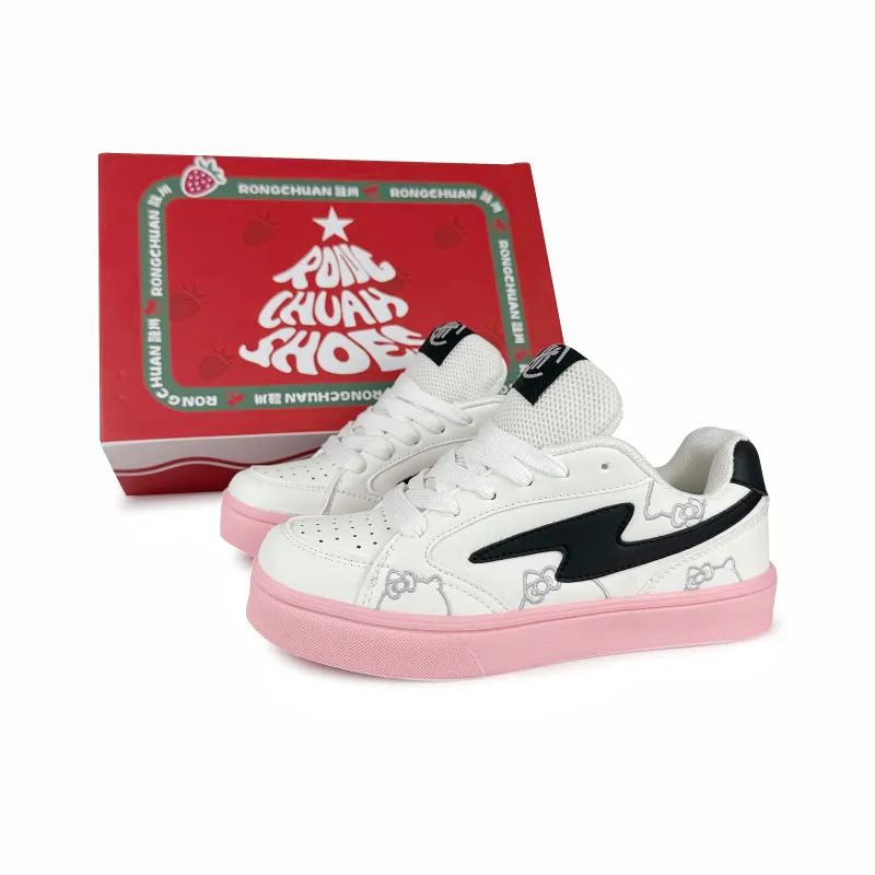 Rongchuan Low-Top Skateboard Shoes Women's Pink White-1