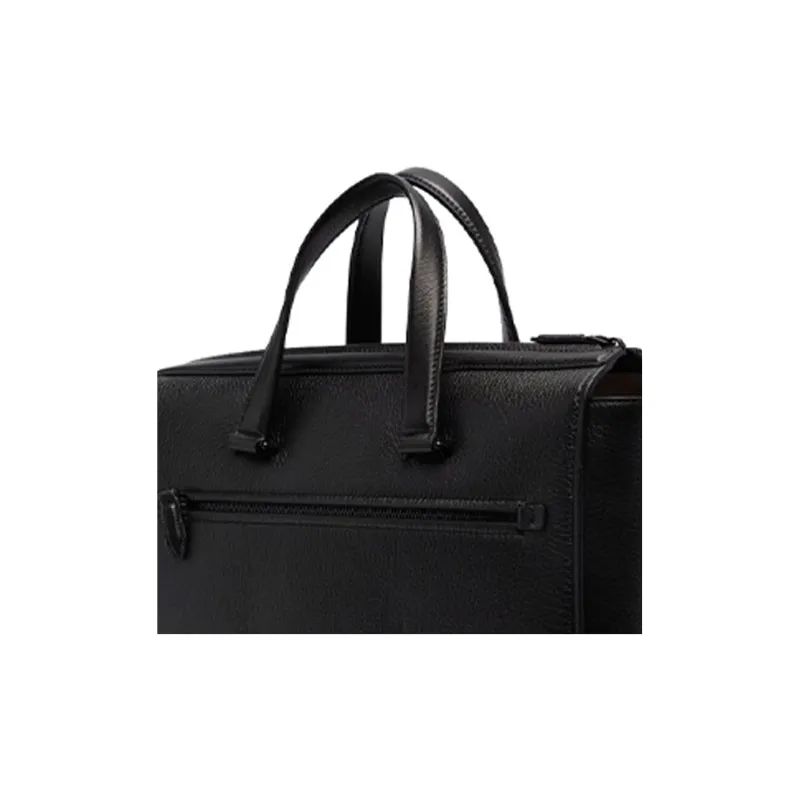 FERRAGAMO Grained Leather Briefcase Handheld Handbag Shoulder Bag Crossbody Bag Men's Black-4