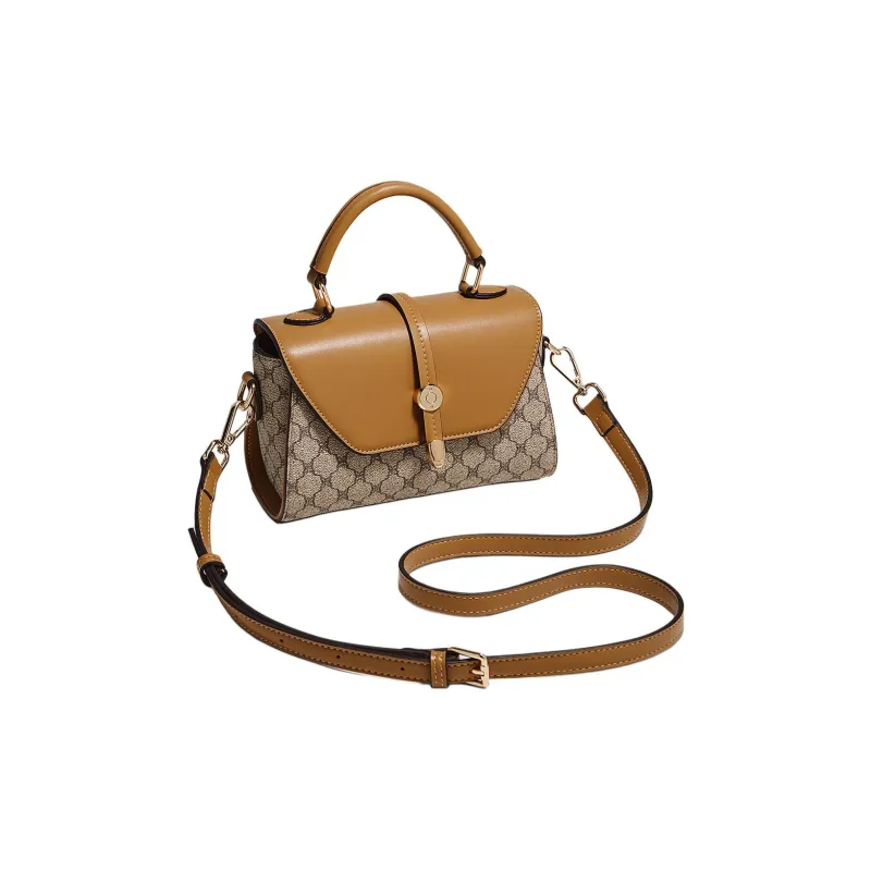 Old Man's Head Synthetic Leather Handbag Women's Khaki-3