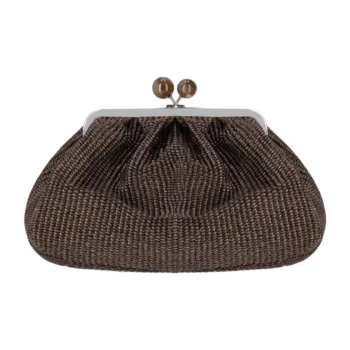 WEEKEND MaxMara Cotton With Modified Polyamide One Shoulder Clutch Medium Size Women's Dark Brown