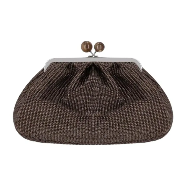 WEEKEND MaxMara Cotton With Modified Polyamide One Shoulder Clutch Medium Size Women's Dark Brown-0