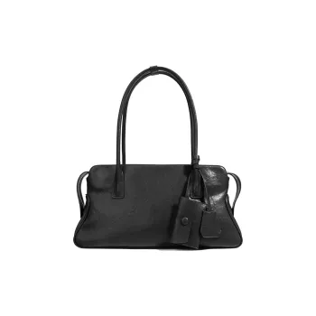 ROBERTA DI CAMERINO Vegetable Tanned Genuine Leather Shoulder Bag Women's Black/Dark Red