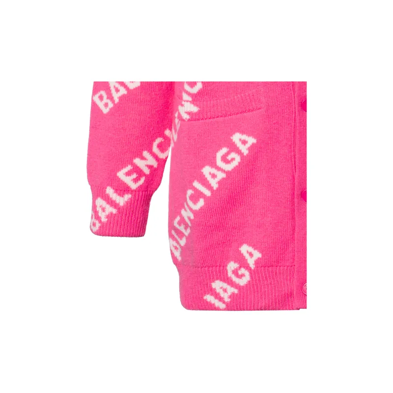 Balenciaga Women's All-over Logo Cardigan in Pink - Cheap