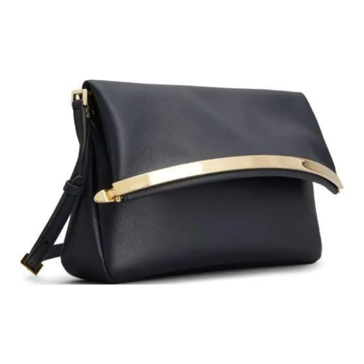 TOD'S Calfskin Shoulder Bag Trumpets Women's Blue-1