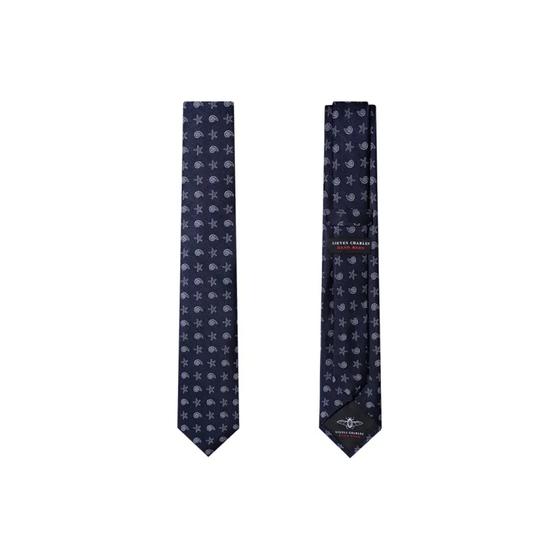 GIEVES CHARLES Mulberry Silk Ties Men's Dark Blue-3