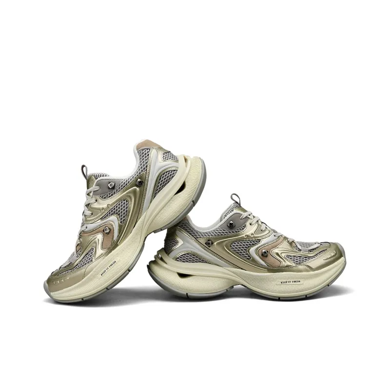 PONGFINITY Abrasion Resistant Low Top Chunky Sneakers Unisex Champagne-3