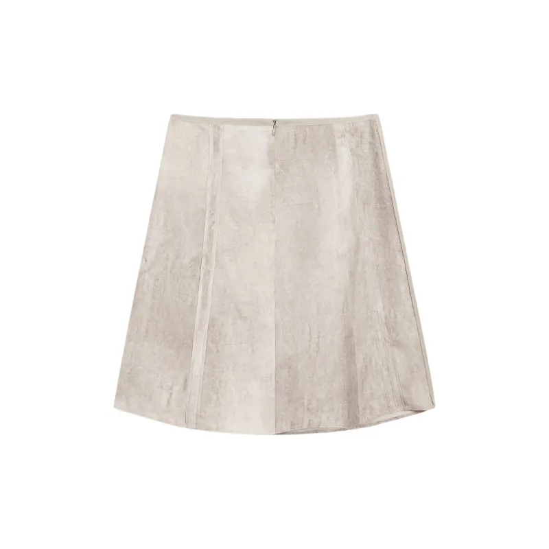 Massimo Dutti Casual Long Skirts Women's Taupe-1