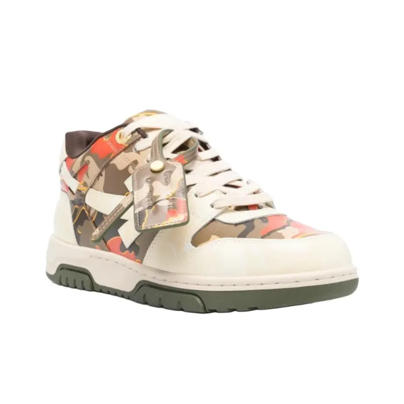 OFF WHITE Out Of Office Ooo Low Tops Beige Camo-2