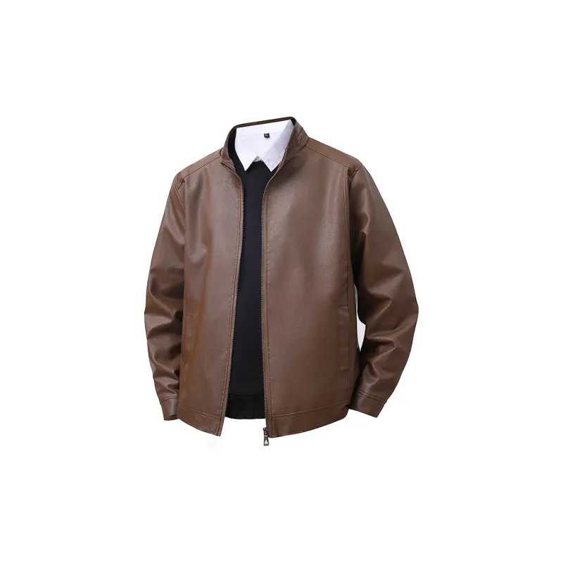 Fashion Leather Jacket Men's Classic Black-8