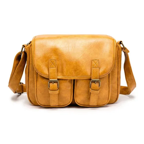 VIHUS PU Backpack Crossbody Bag Shoulder Bag Regular Unisex Black/Yellow
