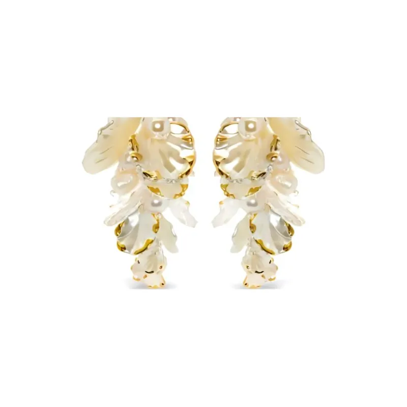 Oscar De La Renta Flower Mother Of Pearl Earrings-2