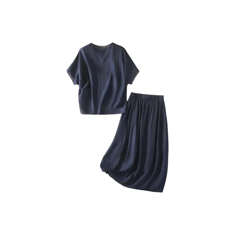 IHIMI Skirt Set Women's Navy Blue-2