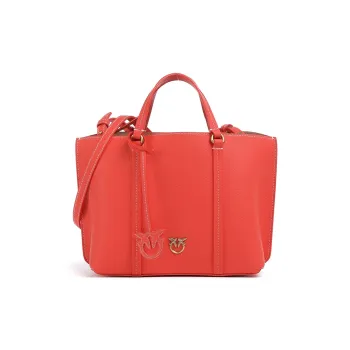PINKO Grained Leather Tote Bag Shopping Bag Shoulder Bag Handbag Women's Orange