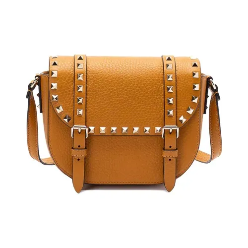 Valentino Rockstud Calfskin Messenger Bag Shoulder Bag Women's Brown
