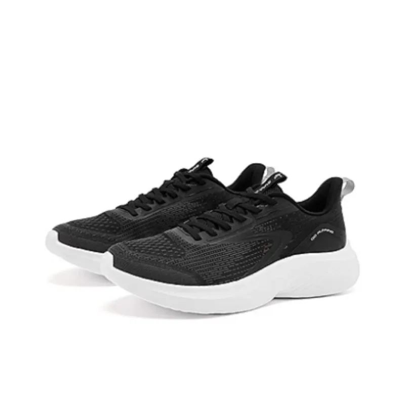 QIAODAN Cushioned Wear-Resistant Breathable Moisture-Wicking Low-Top Running Shoes Men's Black White-1