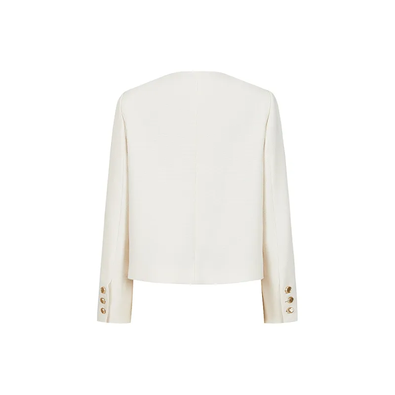 JZ. ANNAKRO Cropped Coats Women's Ecru-1