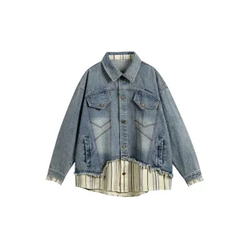 Qnxeey Denim Jacket Unisex Light Blue