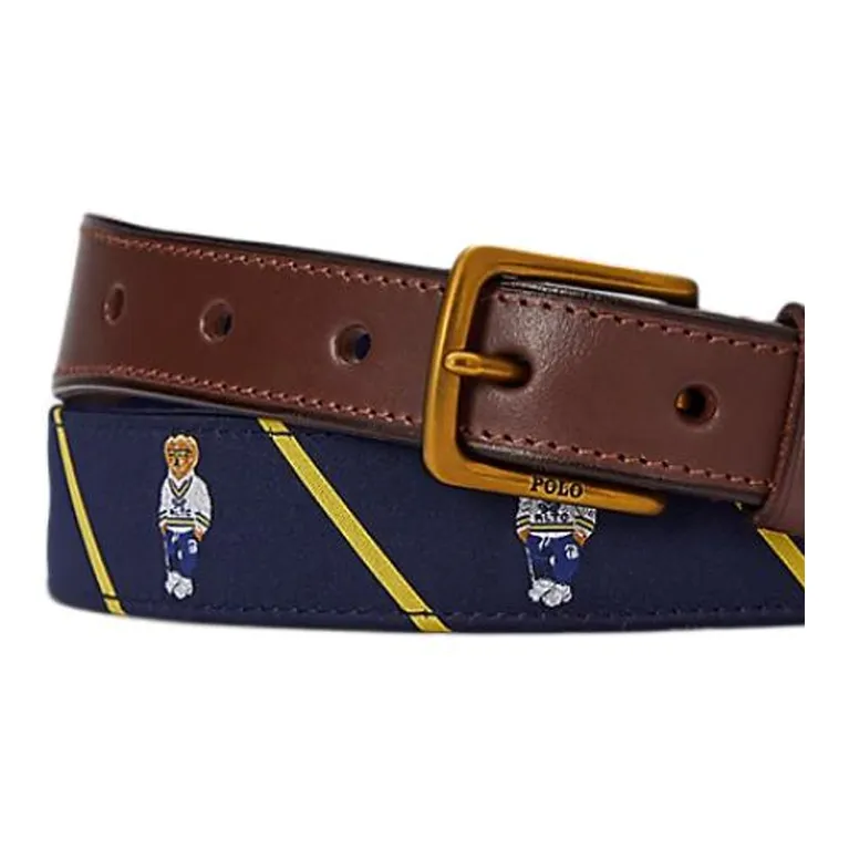 Polo Ralph Lauren Leather Leather Belts Men's Marine Width: 2.5CM-1