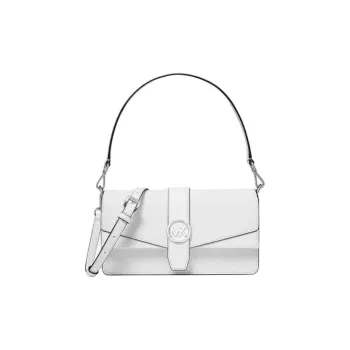 MICHAEL KORS Greenwich Split Cow Leather Shoulder Bag, Crossbody Bag Medium Size Women's White