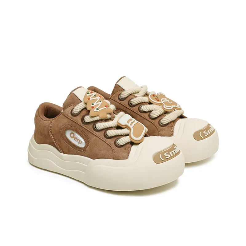 Angelmi Anti Slip Wear Resistant Low Top Skateboard Shoes Unisex Brown-2