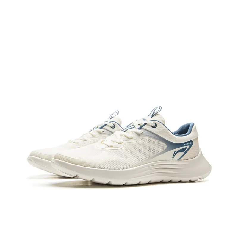 LiNing Cushioned Wear-Resistant Breathable Low-Top Casual Running Shoes Men's Mist White Evergreen-2