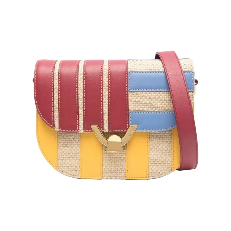 COCCINELLE Calfskin Crossbody Bag Medium Size Women's Deep Red & Multicolor-0