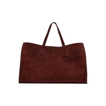 ZARA Cow Leather Tote Bag Shopping Bag Handbag Shoulder Bag Extra Large Women's Burgundy Red