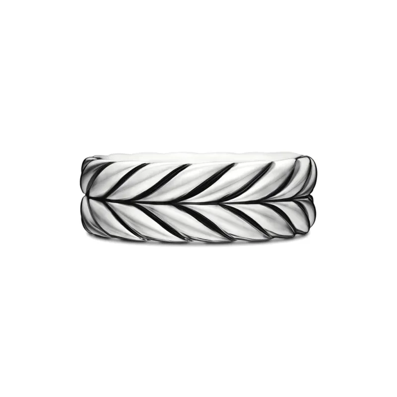 David Yurman Sterling Silver Chevron Band Ring 8.5mm-1
