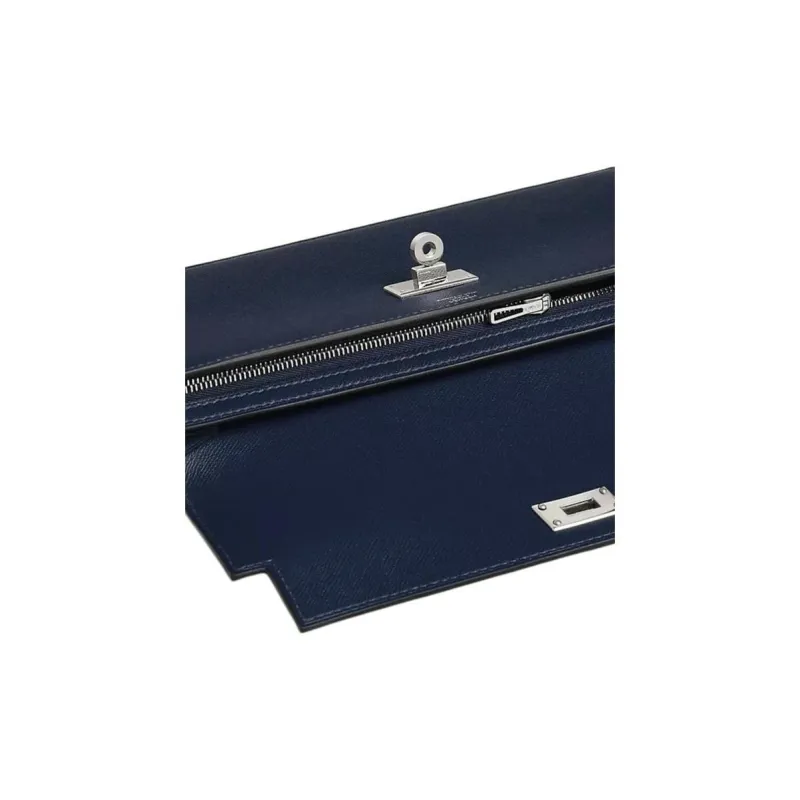 HERMES Kelly Pocket Madame Calfskin Wallet Women's 2Z Bleu Nuit Midnight Blue-3