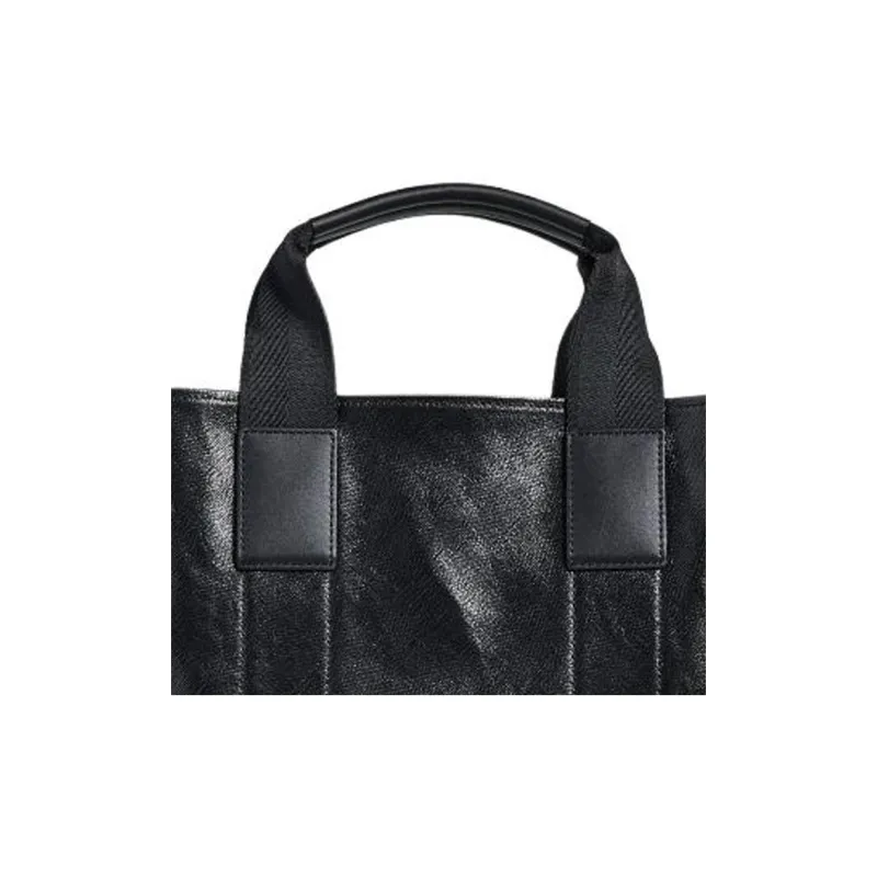 MCM Canvas Tote Bag Shopping Bag Shoulder Bag Handbag Large Size Men's Black-2