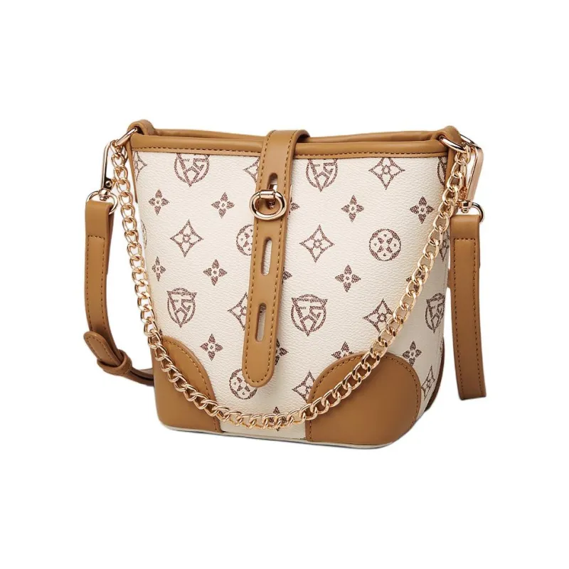 Old Man's Head Synthetic Leather Shoulder Bag Crossbody Bag Women's White/Coffee/Khaki-2