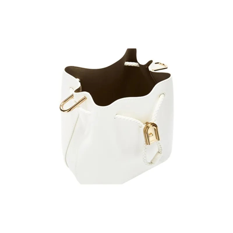Furla Cow Leather Bucket Bag, Shoulder Bag Mini Women's White-2