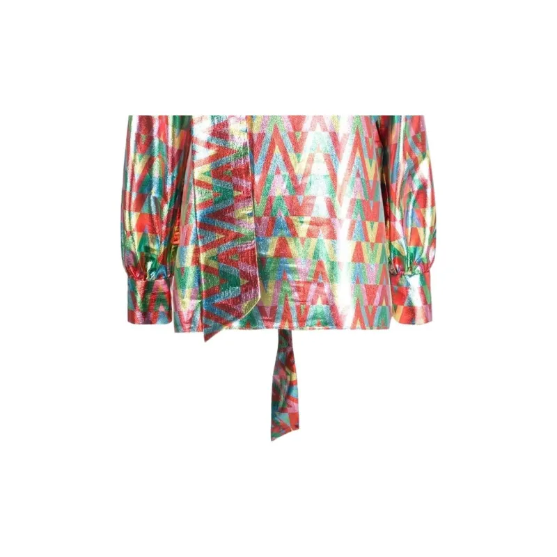 Valentino Logo Detailed Bowed Neck Blouse-4
