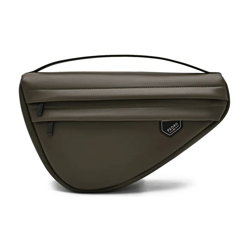PEDRO PU Triangle Bag, Crossbody Bag, Shoulder Bag Small Size Men's Black/Olive Green-7
