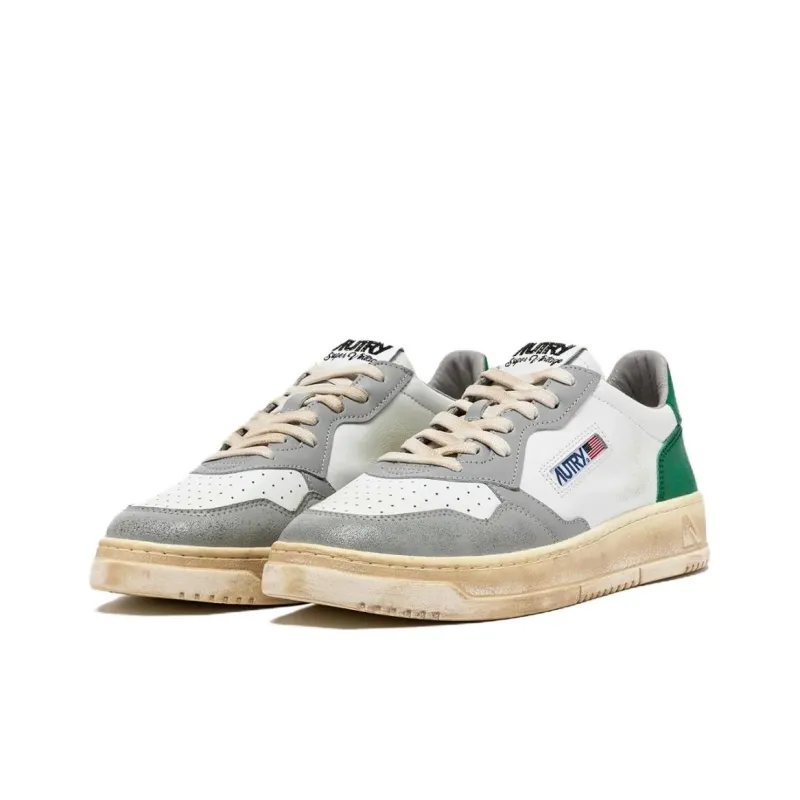 AUTRY Medalist Super Vintage Low Top Skateboard Shoes Women's White Gray Green-1