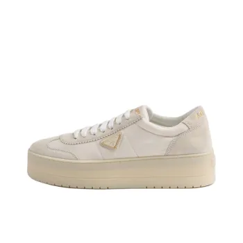 PRADA Downtown Bold Low Top Skateboard Shoes Women's Beige