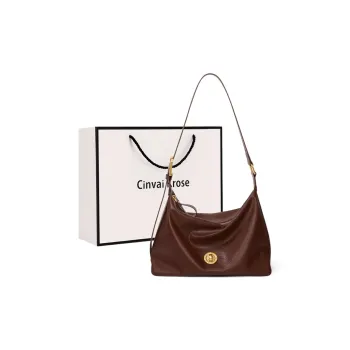 CinvaiKrose Synthetic Leather Shoulder Bag, Crossbody Bag, Tote Bag Medium Size Women's Coffee/Black