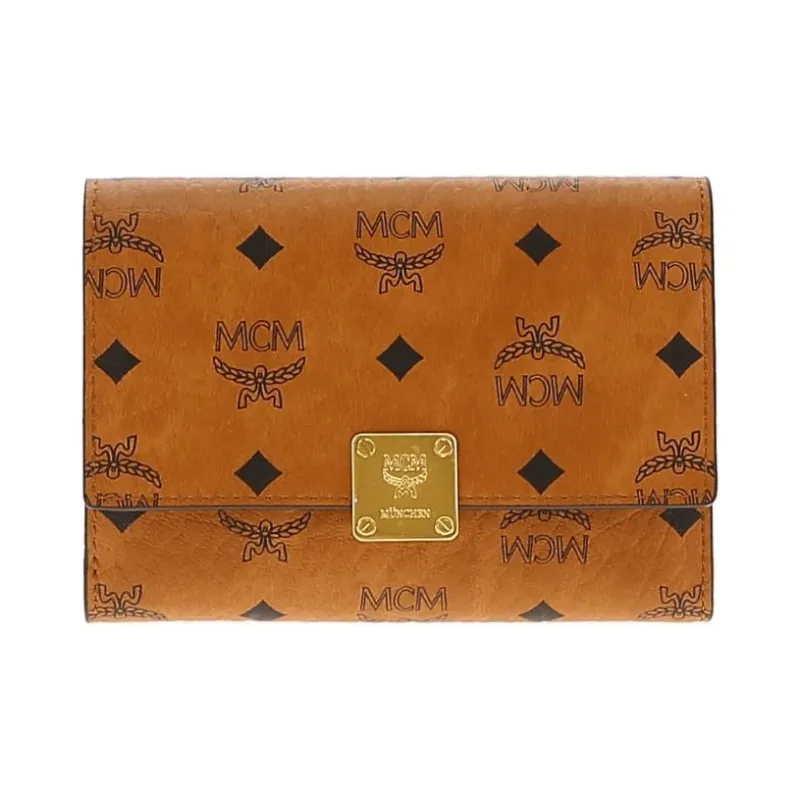 MCM VisetosAren Nappa Leather Wallet Trumpets Women's Brown-0