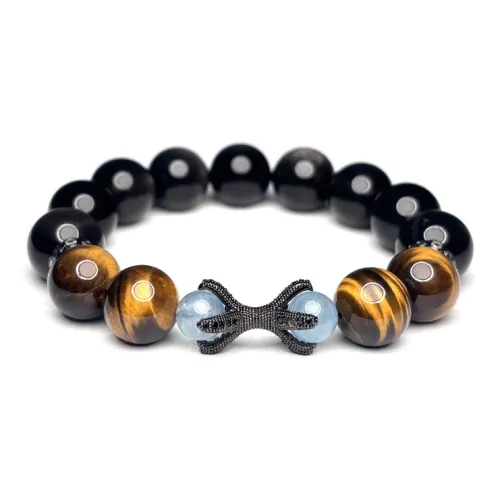 MOUNTAINS AND MANS Obsidian Luxury Good Luck Beaded Bracelet Men's