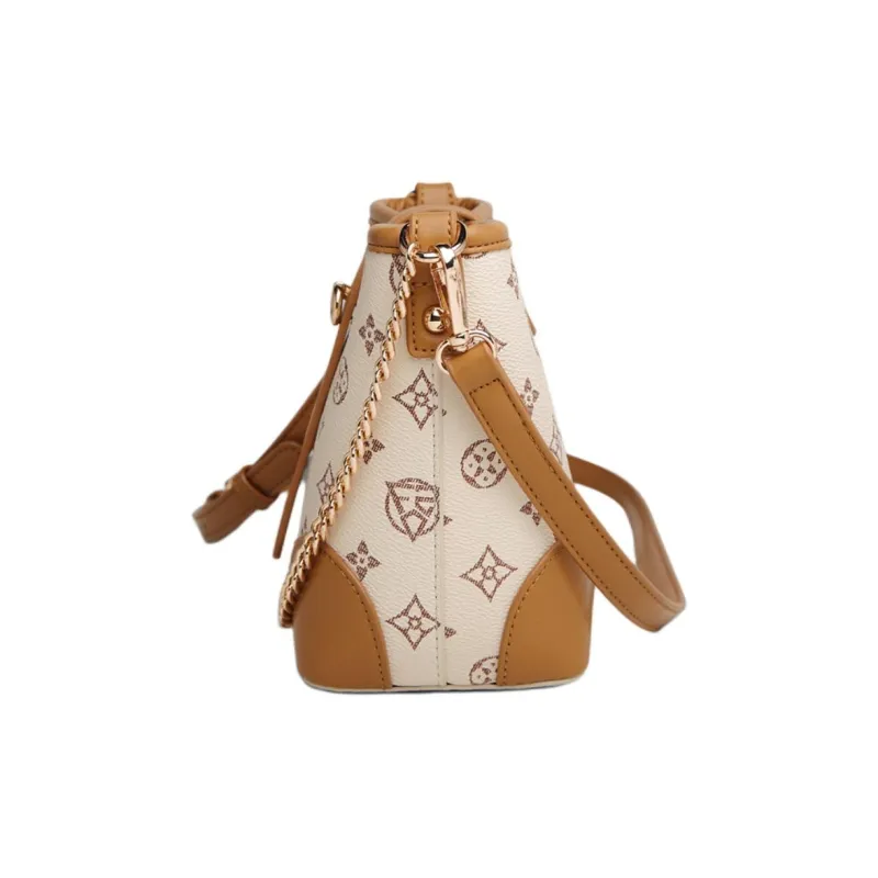 Old Man's Head Synthetic Leather Shoulder Bag Crossbody Bag Women's White/Coffee/Khaki-3