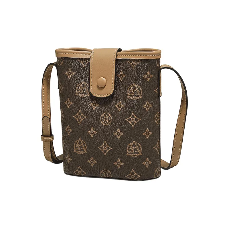Old Man's Head Synthetic Leather Crossbody Bag Women's Gray/Coffee-8